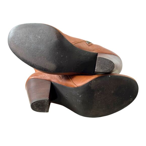 FOSSIL Tall Leather Buckle Boots 3.5" Heel Style FFW4177129 in Tan W's Size 8 - Picture 12 of 16